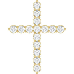 14K Yellow Gold 3/4 CTW Natural Diamond Cross Pendant