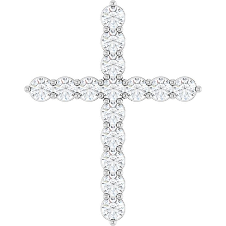 Sterling Silver 3/4 CTW Natural Diamond Cross Pendant