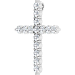 Sterling Silver 3/4 CTW Natural Diamond Cross Pendant
