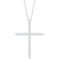 Sterling Silver 1 CTW Natural Diamond Cross 16-18" Necklace