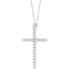 Sterling Silver 1 CTW Natural Diamond Cross 16-18" Necklace