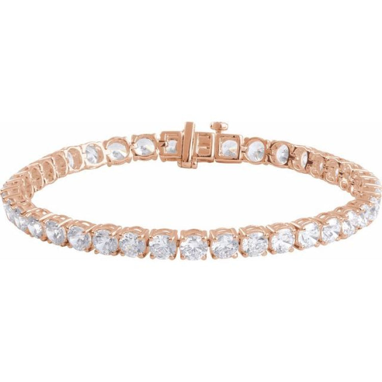 14K Rose Gold 12 CTW Lab-Grown Diamond Line 7" Bracelet