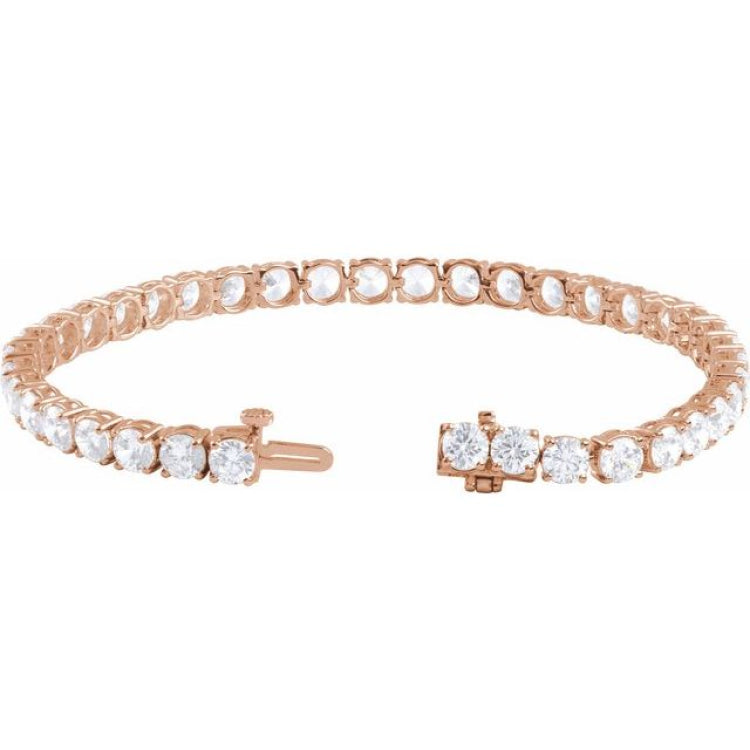 14K Rose Gold 12 CTW Lab-Grown Diamond Line 7" Bracelet