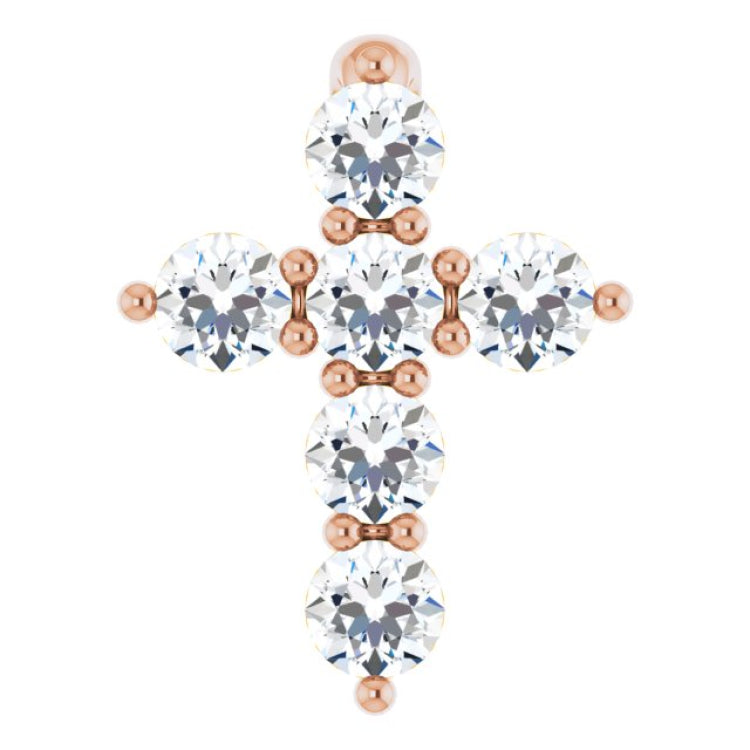 14K Rose Gold 1/6 CTW Lab-Grown Diamond Cross Pendant