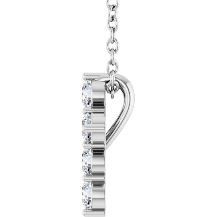 14K White Gold 1/4 CTW Lab-Grown Diamond Cross 16-18" Necklace