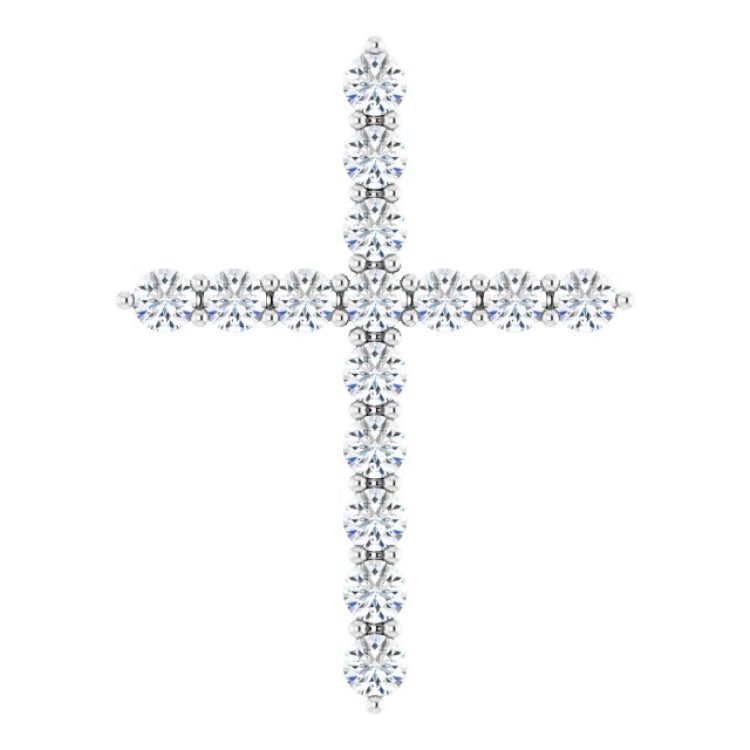 14K White Gold 1/2 CTW Lab-Grown Diamond Cross Pendant