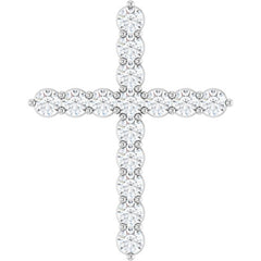 14K White Gold 3/4 CTW Lab-Grown Diamond Cross Pendant