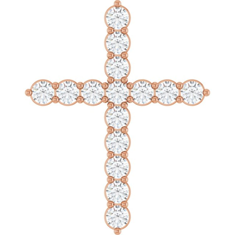 14K Rose Gold 3/4 CTW Lab-Grown Diamond Cross Pendant