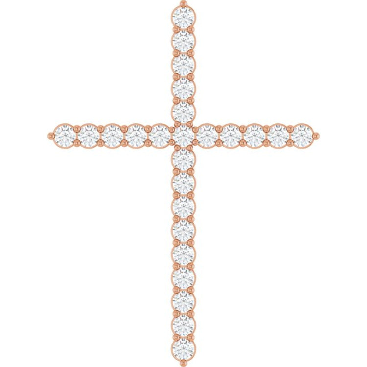 14K Rose Gold 1 CTW Lab-Grown Diamond Cross Pendant