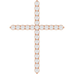 14K Rose Gold 1 CTW Lab-Grown Diamond Cross Pendant