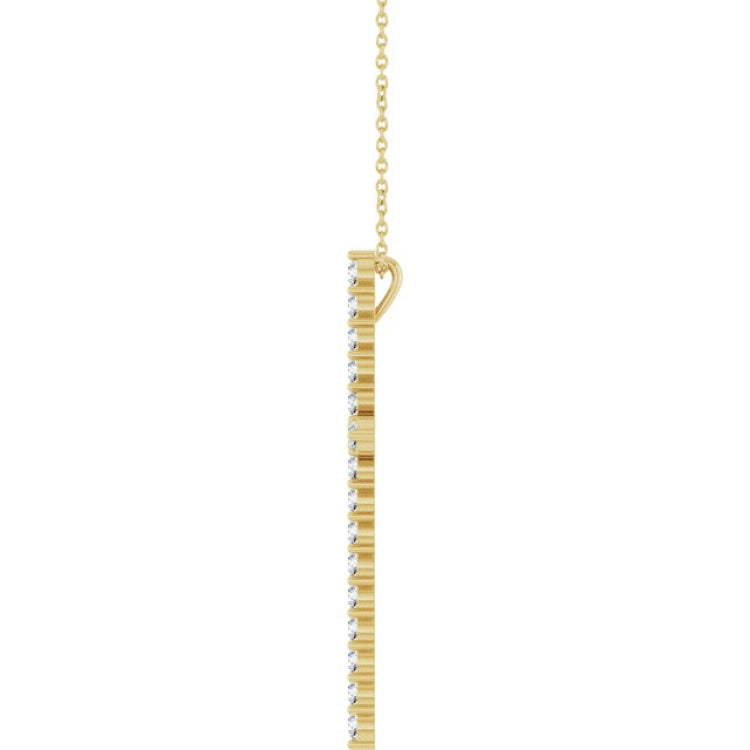 14K Yellow Gold 1 CTW Lab-Grown Diamond Cross 16-18" Necklace