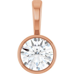 14K Rose Gold 1/4 CT Lab-Grown Diamond Bezel-Set Solitaire Pendant