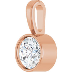 14K Rose Gold 1/4 CT Lab-Grown Diamond Bezel-Set Solitaire Pendant