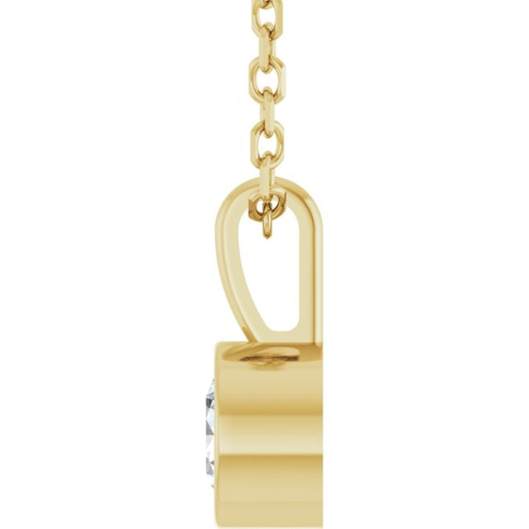 14K Yellow Gold 1/4 CT Lab-Grown Diamond Bezel-Set Solitaire 16-18" Necklace