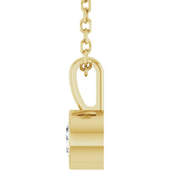 14K Yellow Gold 1/4 CT Lab-Grown Diamond Bezel-Set Solitaire 16-18" Necklace