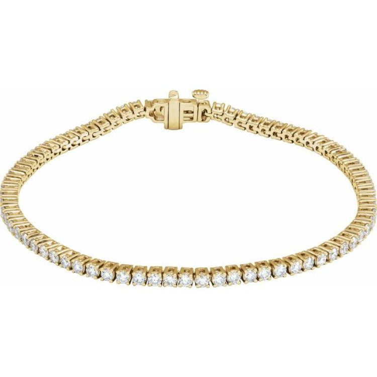 14K Yellow Gold 3 CTW Lab-Grown Diamond Line 7" Bracelet