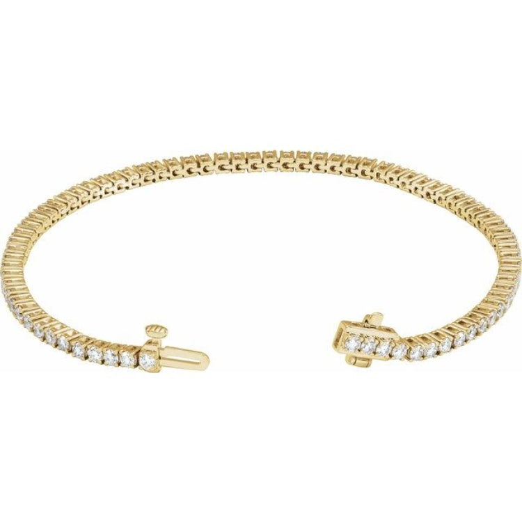 14K Yellow Gold 3 CTW Lab-Grown Diamond Line 7" Bracelet