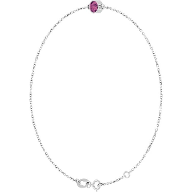 14K White Gold Natural Pink Tourmaline 6 1/2-7 1/2" Bracelet