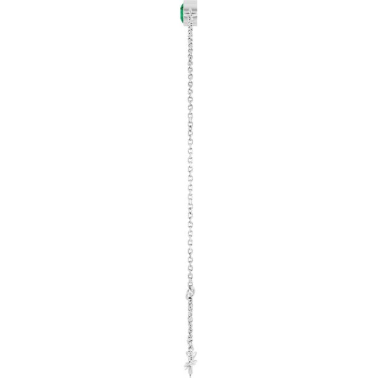 14K White Gold Natural Emerald 6 1/2-7 1/2" Bracelet