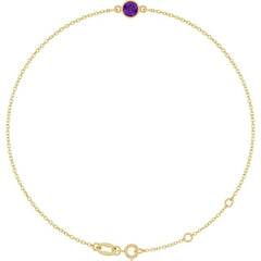 14K Yellow Gold Natural Amethyst 6 1/2-7 1/2" Bracelet