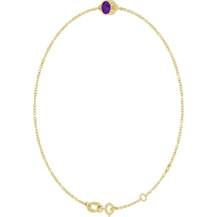 14K Yellow Gold Natural Amethyst 6 1/2-7 1/2" Bracelet