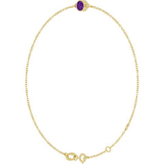 14K Yellow Gold Natural Amethyst 6 1/2-7 1/2" Bracelet