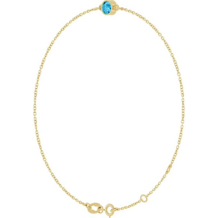 14K Yellow Gold Natural Aquamarine 6 1/2-7 1/2" Bracelet