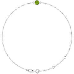 14K White Gold Natural Peridot 6 1/2-7 1/2" Bracelet