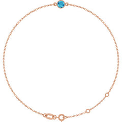 14K Rose Gold Natural Blue Zircon 6 1/2-7 1/2" Bracelet