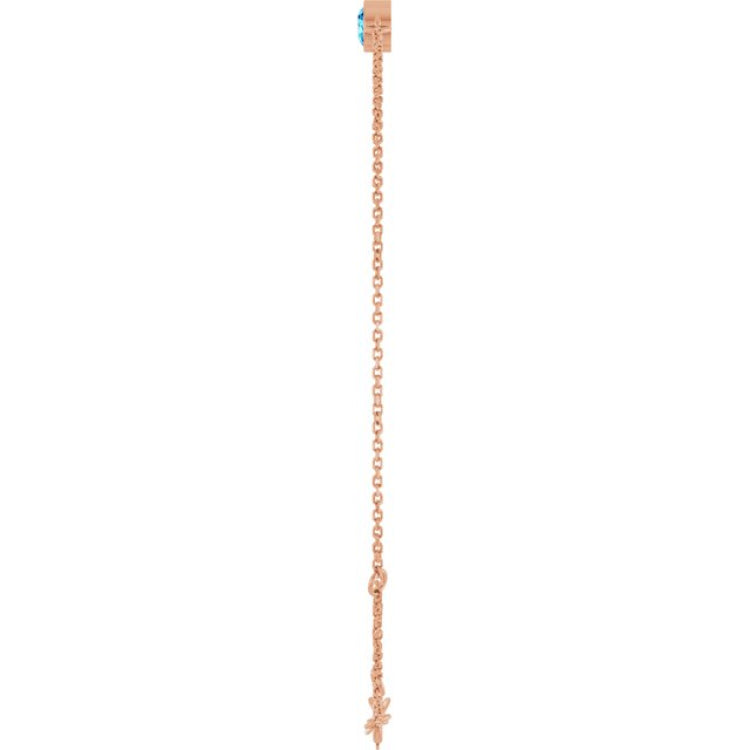 14K Rose Gold Natural Blue Zircon 6 1/2-7 1/2" Bracelet