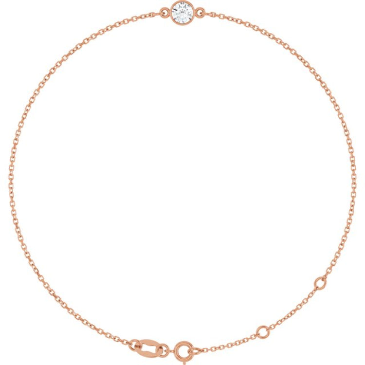 14K Rose Gold Natural White Sapphire 6 1/2-7 1/2" Bracelet