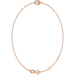 14K Rose Gold Natural White Sapphire 6 1/2-7 1/2" Bracelet