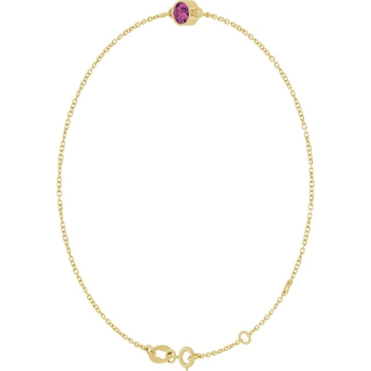 14K Yellow Gold Natural Pink Tourmaline 6 1/2-7 1/2" Bracelet