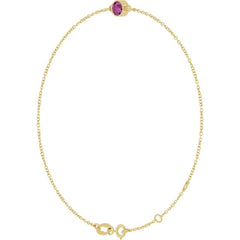 14K Yellow Gold Natural Pink Tourmaline 6 1/2-7 1/2" Bracelet