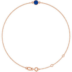 14K Rose Gold Lab-Grown Blue Sapphire 6 1/2-7 1/2" Bracelet