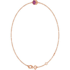 14K Rose Gold Natural Pink Tourmaline 6 1/2-7 1/2" Bracelet