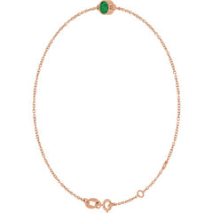 14K Rose Gold Natural Emerald 6 1/2-7 1/2" Bracelet