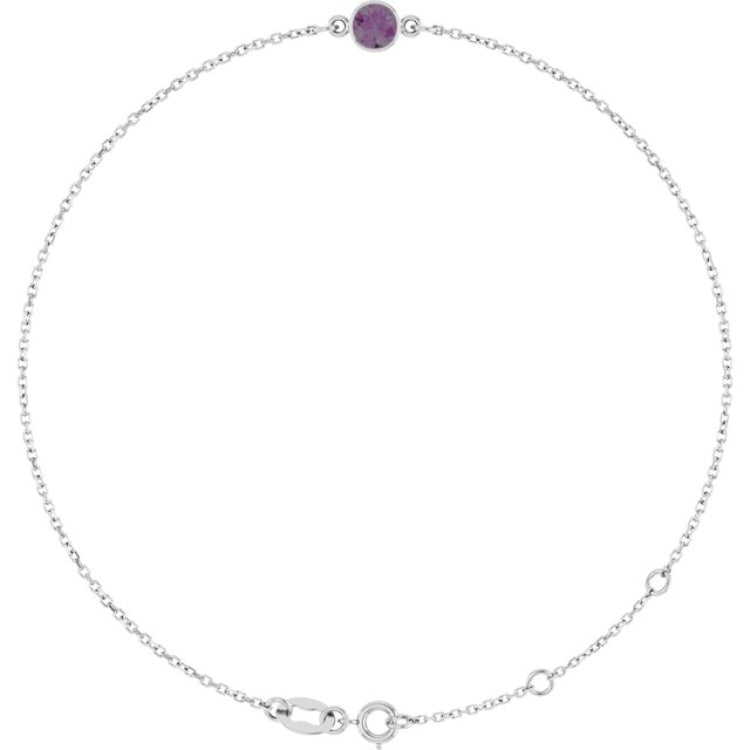 14K White Gold Lab-Grown Alexandrite 6 1/2-7 1/2" Bracelet