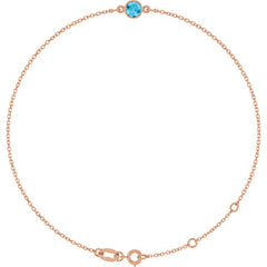 14K Rose Gold Natural Aquamarine 6 1/2-7 1/2" Bracelet