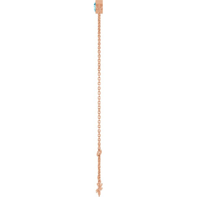 14K Rose Gold Natural Aquamarine 6 1/2-7 1/2" Bracelet
