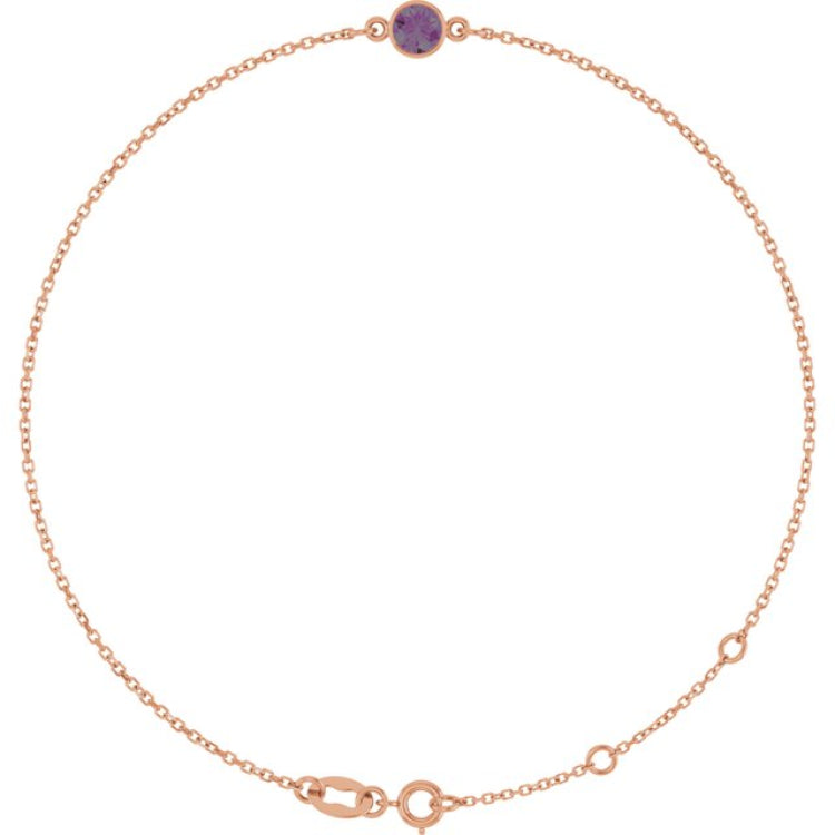 14K Rose Gold Lab-Grown Alexandrite 6 1/2-7 1/2" Bracelet