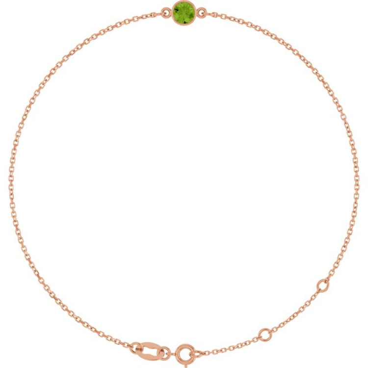 14K Rose Gold Natural Peridot 6 1/2-7 1/2" Bracelet