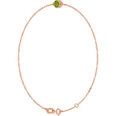 14K Rose Gold Natural Peridot 6 1/2-7 1/2" Bracelet