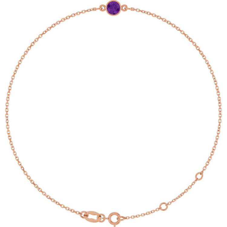 14K Rose Gold Natural Amethyst 6 1/2-7 1/2" Bracelet
