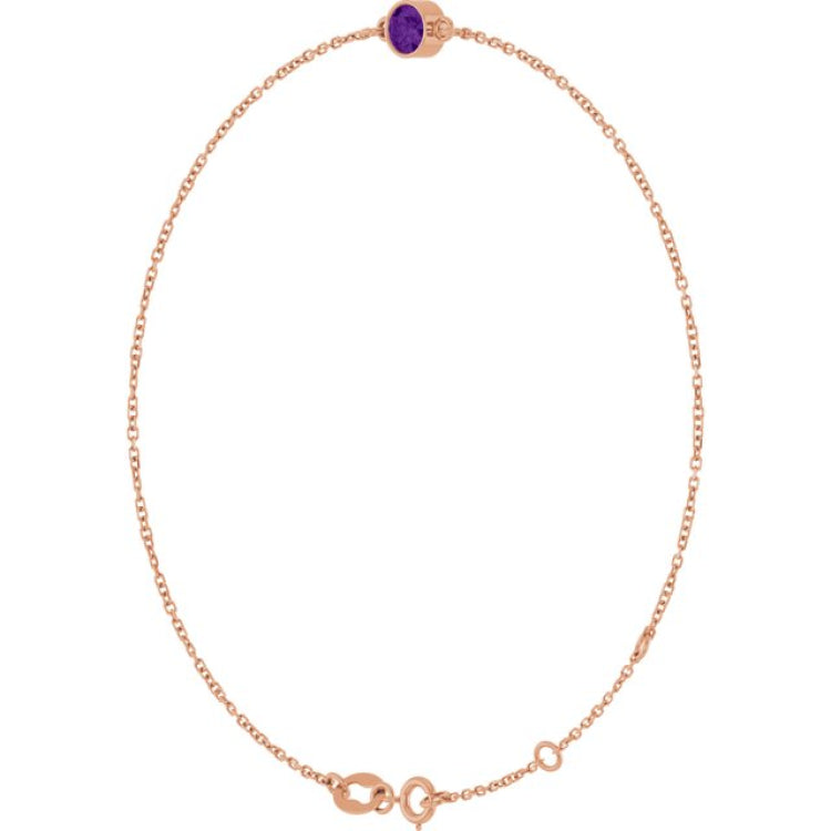 14K Rose Gold Natural Amethyst 6 1/2-7 1/2" Bracelet