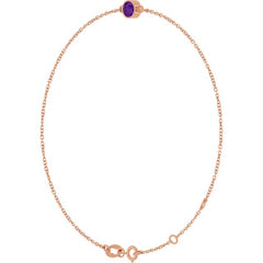 14K Rose Gold Natural Amethyst 6 1/2-7 1/2" Bracelet