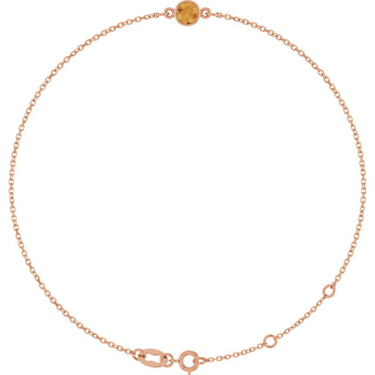 14K Rose Gold Natural Citrine 6 1/2-7 1/2" Bracelet