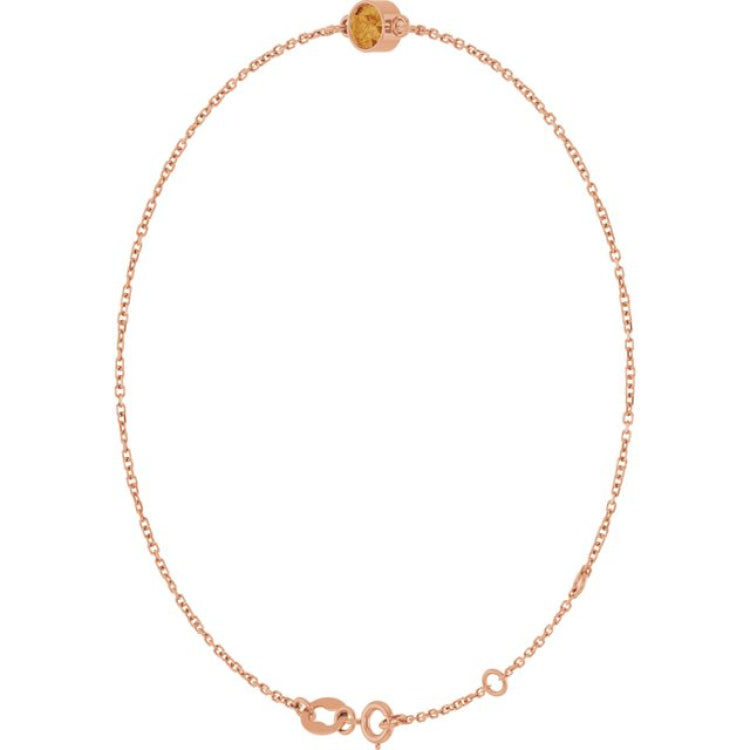 14K Rose Gold Natural Citrine 6 1/2-7 1/2" Bracelet