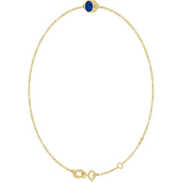14K Yellow Gold Lab-Grown Blue Sapphire 6 1/2-7 1/2" Bracelet