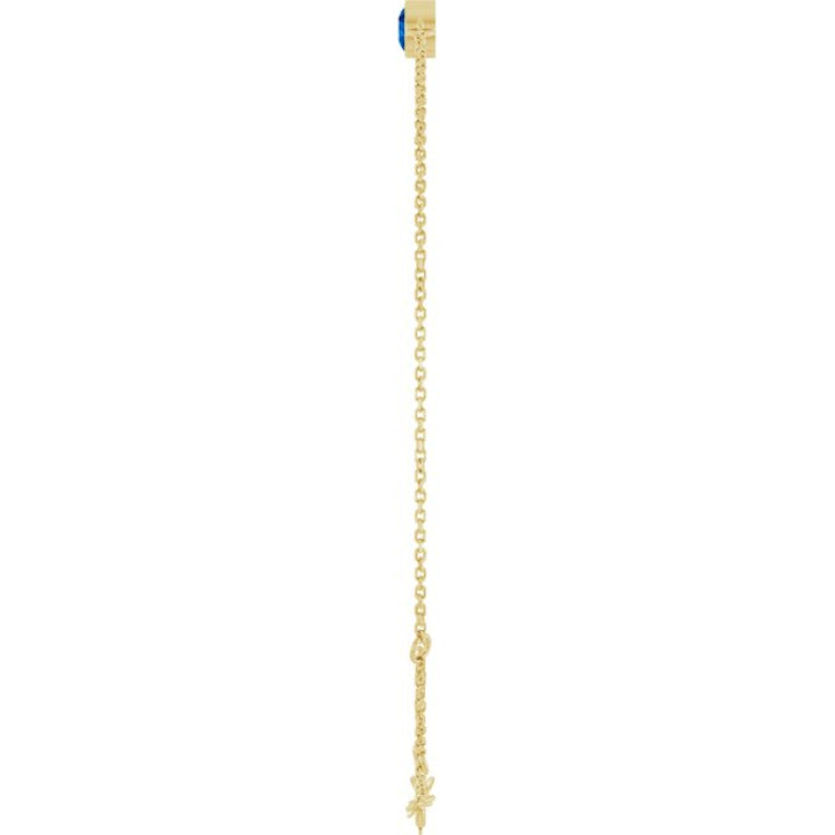 14K Yellow Gold Lab-Grown Blue Sapphire 6 1/2-7 1/2" Bracelet
